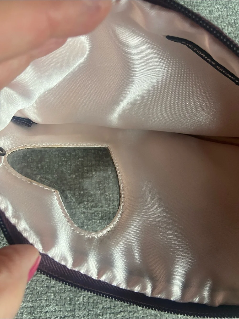 Victoria's Secret Plum Wristlet Clutch with Pink Heart Accent